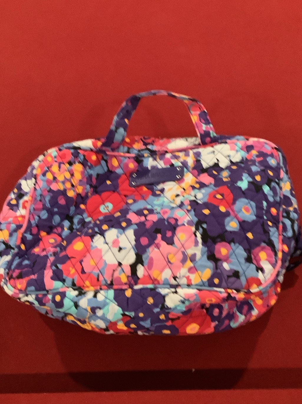 Vera Bradley Quilted Floral Cosmetic Bag In Purple, Pink & Blue